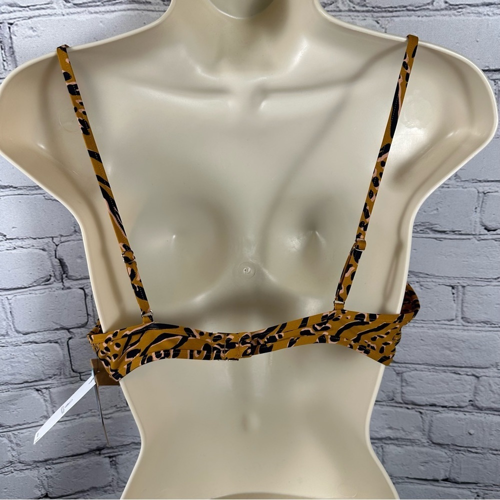 Volcom EcoTrue V-Neck Running Wild Bikini Top Adjustable Straps Brown Black NWT - Picture 3 of 9